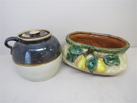 Stoneware Bean Pot / Ceramic Planter Pot