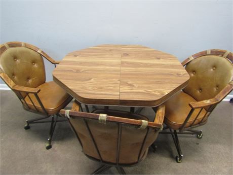 Mid-century Octagon Laminate Kitchen Table and Chairs