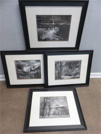 4 Framed Black & White Scenic Photo Prints