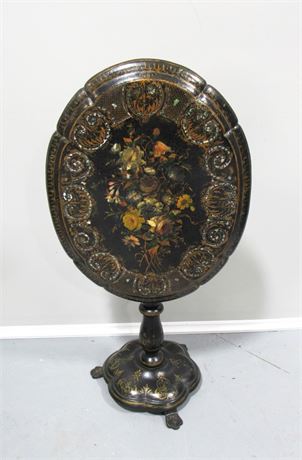 Floral Tilt-Top Table with MOP Inlay