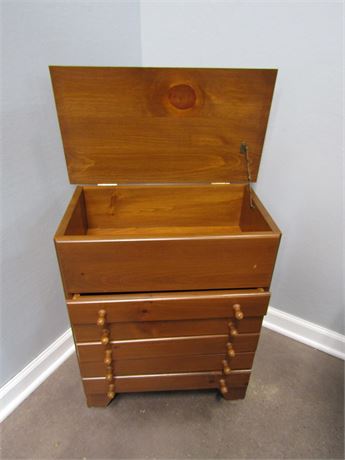 Storage Chest, Small Solid Wood with 5 drawers and Flip Top