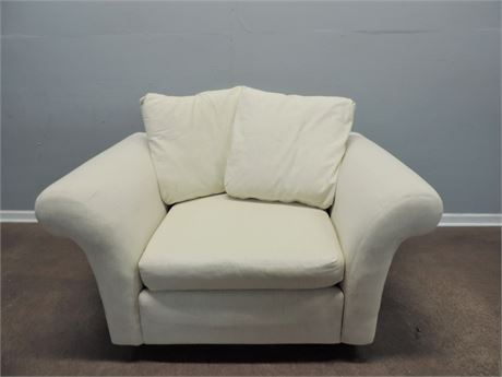 Cream Color Linen Style Oversize Chair / Throw Pillows