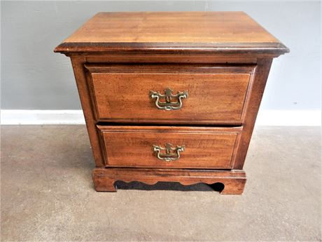 Wood Night Stand with Two Drawers
