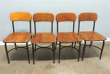 Four Vintage School Chairs