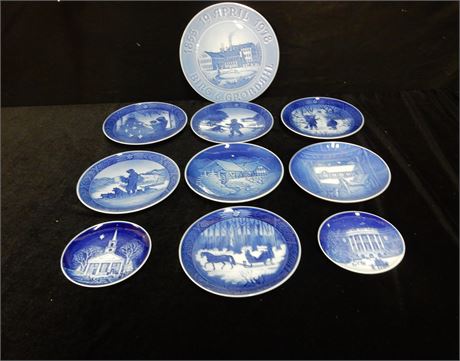 Royal Coppenhagen Porcelain Collector Plates 10 Pieces