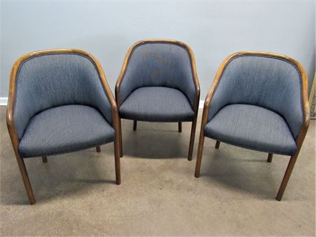 3 Upholstered Wood Framed Chairs
