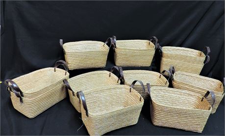 Wicker Baskets with Leather Handles