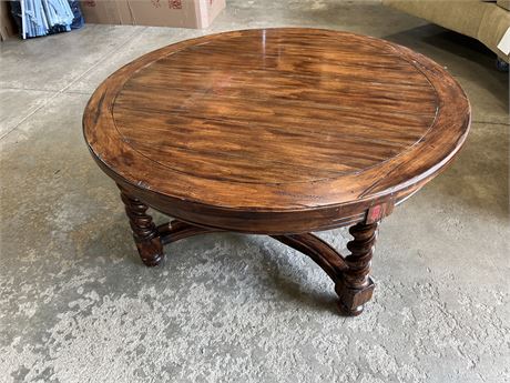 Transitional Design Online Auctions - Wood Coffee Table Spiral Legs