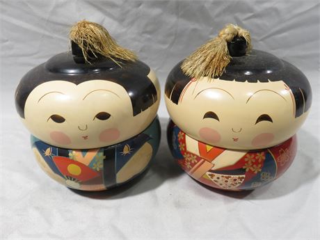 Japanese Kokeshi Doll Trinket Boxes