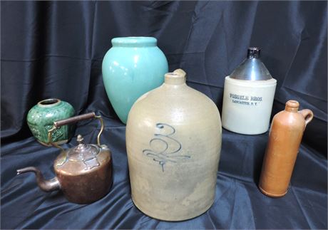 Pottery / Copper Teapot Lot