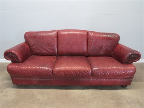 NATUZZI Burgundy Leather Sofa