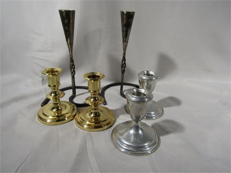 Baldwin Candle Holders, Empire Pewter and EJF marked Set