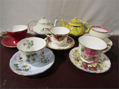 Tea Cup and Pot Collection, Hall (USA), Rosina, and Royal Albert (English)