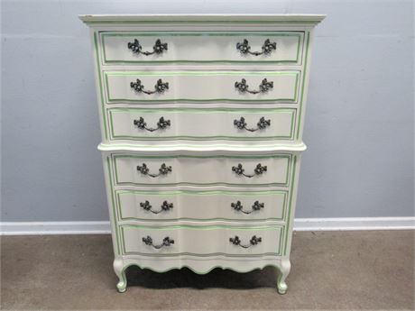 French Provincial Serpentine Front Painted Chest of Drawers