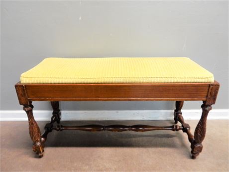 Vintage Entryway Upholstered Bench with Corduroy Fabric