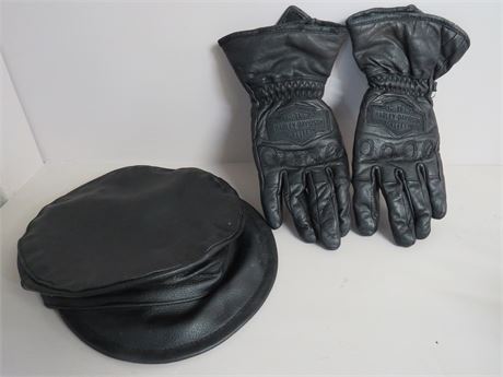 HARLEY DAVIDSON Womens Leather Gloves & Hat
