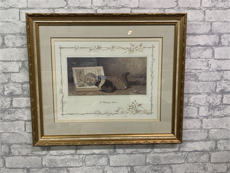 Vintage C.Wray "A Reading Lesson" Lithograph Framed Print