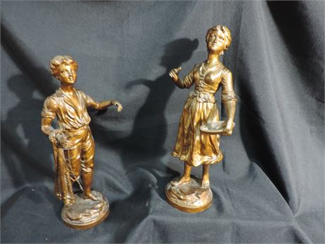 Spelter Bronze Finish Figurines