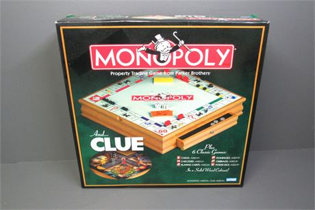 NIB - Monopoly & Clue with Checkers, Chess, Domino's, Cribbage etc. Games
