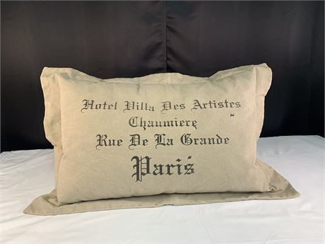 French Motif  Burlap Pillow