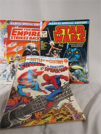 Marvel & DC Jumbo Comic Books, 1976-77, Star Wars #1, Spiderman and Superman