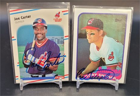 Joe Carter & Corey Snyder Cleveland Indians Autograph Baseball Cards