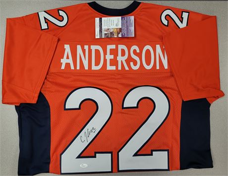 CJ ANDERSON SIGNED AND AUTHENTICATED DENVER BRONCOS JERSEY