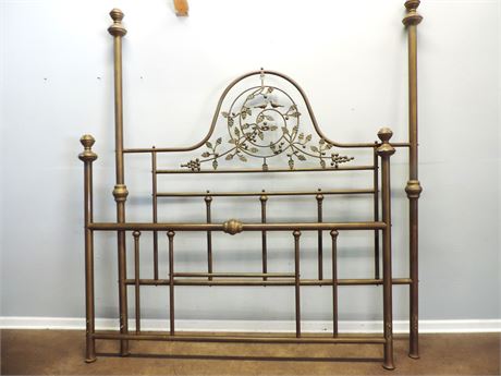 King Size Antique Gold Style Finish Metal Headboard & Foot Board