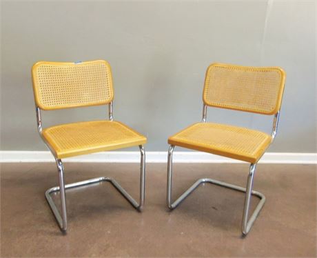 Vintage Cane with Chrome Base Chairs
