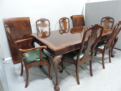 HENREDON Dining Table / 6 Chairs / 2 Leaves / Table Pads