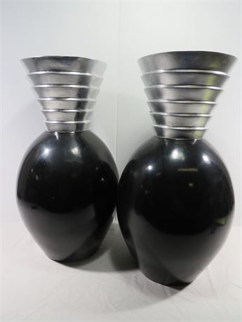 Black/Silver Floor Vase