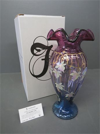 FENTON Mulberry Vase Butterfly Courtyard
