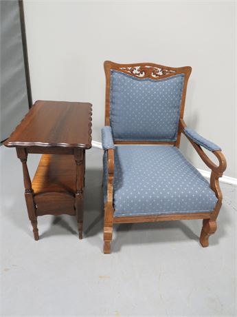 Victorian Arm Chair w/Side Table