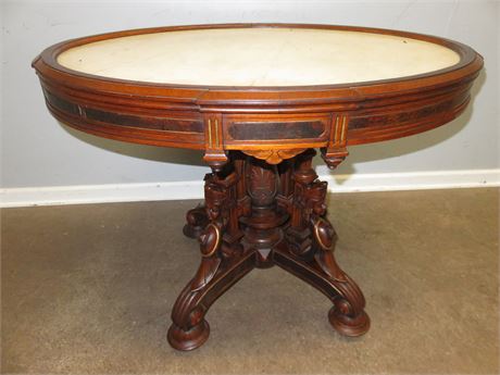 Marble Top Walnut Parlor Table