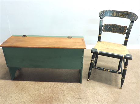 Solid Wood Toy Chest / Painted Chair