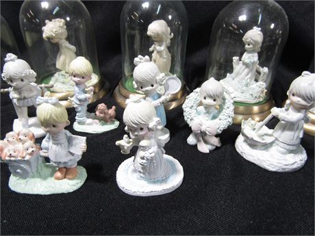 Precious Moments Figurines under Glass Globes,14 Items