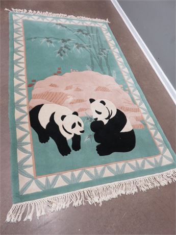 Panda Bear Wool Area Rug
