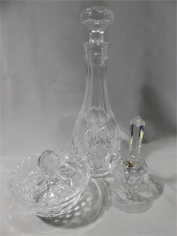 WATERFORD Crystal Decanter & Covered Dish