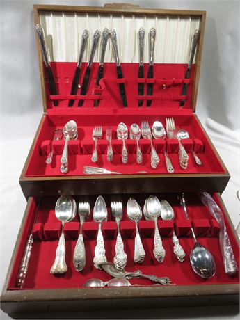 HOLMES & EDWARDS Inlaid Silverplate Flatware with Assorted Sterling