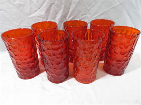 BLENKO Thumbprint Glass Tangerine Tumblers