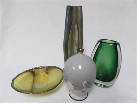 Art Glass Vases & Dish
