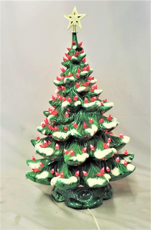 Large Vintage Lighted Musical Ceramic Christmas Tree