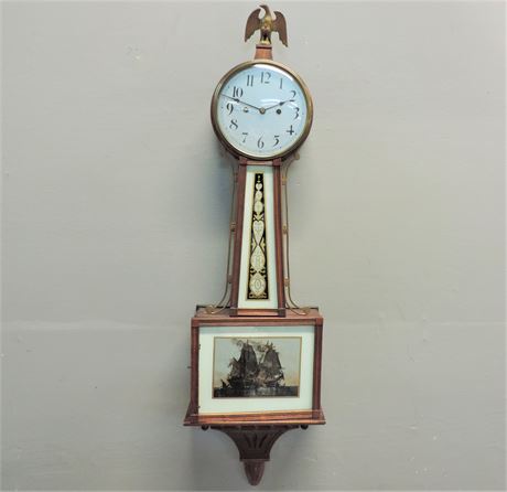 New Haven Clock with Brass Eagle and Key