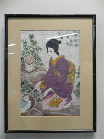 Transitional Design Online Auctions - Japanese Geisha Embroidery String ...