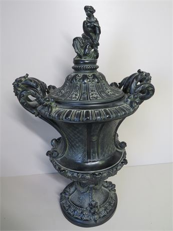 Grand Baroque Cast Resin Lidded Urn