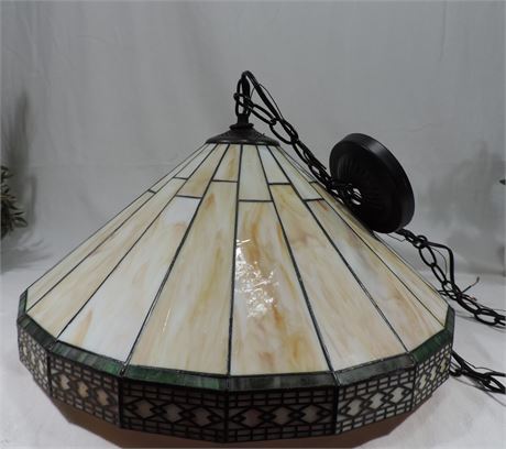 Vintage Stain Glass Style Hanging Chain Lamp