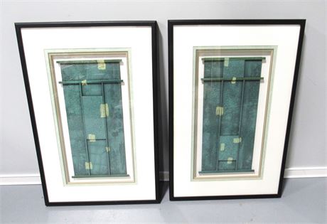2 Framed and Triple Matted Signed Abstract Artworks