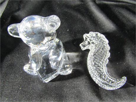 Waterford Crystal Glass Collection, Teddy Bear and Sea Horse