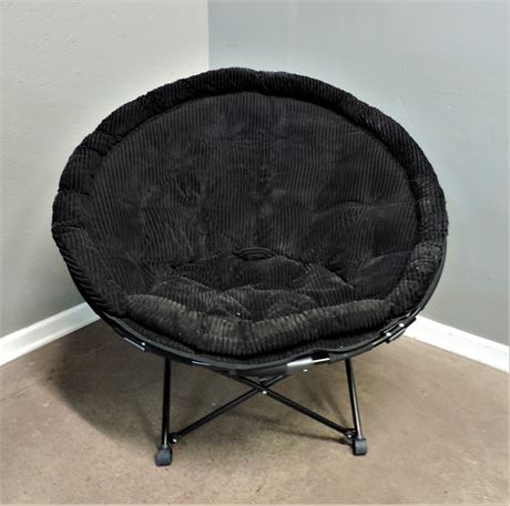 Folding Black Corduroy Chair