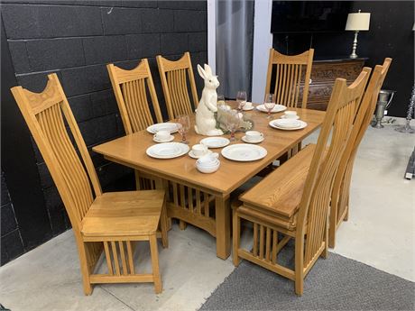 Amish Crafted Shaker Style White Oak Table Made in Kidron,Ohio